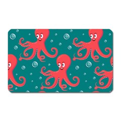 Cute-smiling-red-octopus-swimming-underwater Magnet (rectangular) by uniart180623