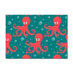 Cute-smiling-red-octopus-swimming-underwater Sticker A4 (100 Pack) by uniart180623