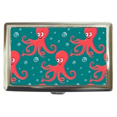 Cute-smiling-red-octopus-swimming-underwater Cigarette Money Case by uniart180623