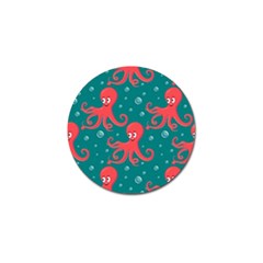 Cute-smiling-red-octopus-swimming-underwater Golf Ball Marker by uniart180623