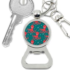 Cute-smiling-red-octopus-swimming-underwater Bottle Opener Key Chain by uniart180623