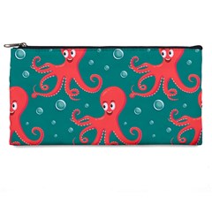 Cute-smiling-red-octopus-swimming-underwater Pencil Case by uniart180623