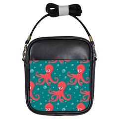 Cute-smiling-red-octopus-swimming-underwater Girls Sling Bag by uniart180623