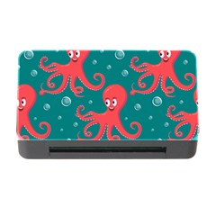 Cute-smiling-red-octopus-swimming-underwater Memory Card Reader With Cf by uniart180623