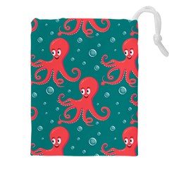 Cute-smiling-red-octopus-swimming-underwater Drawstring Pouch (4xl) by uniart180623