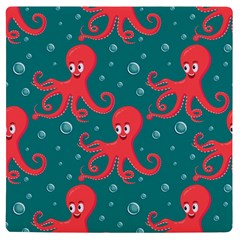 Cute-smiling-red-octopus-swimming-underwater Uv Print Square Tile Coaster  by uniart180623