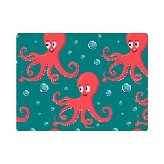 Cute-smiling-red-octopus-swimming-underwater Premium Plush Fleece Blanket (mini) by uniart180623