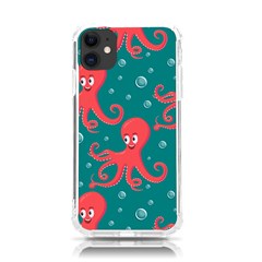 Cute-smiling-red-octopus-swimming-underwater Iphone 11 Tpu Uv Print Case by uniart180623