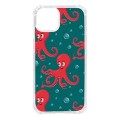 Cute-smiling-red-octopus-swimming-underwater Iphone 14 Tpu Uv Print Case by uniart180623