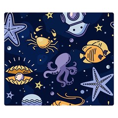 Marine-seamless-pattern-thin-line-memphis-style Premium Plush Fleece Blanket (small) by uniart180623