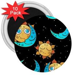 Seamless-pattern-with-sun-moon-children 3  Magnets (10 Pack)  by uniart180623