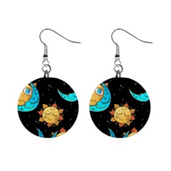 Seamless-pattern-with-sun-moon-children Mini Button Earrings by uniart180623