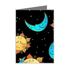 Seamless-pattern-with-sun-moon-children Mini Greeting Card by uniart180623