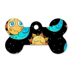 Seamless-pattern-with-sun-moon-children Dog Tag Bone (one Side) by uniart180623