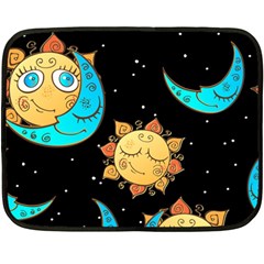 Seamless-pattern-with-sun-moon-children Two Sides Fleece Blanket (mini) by uniart180623