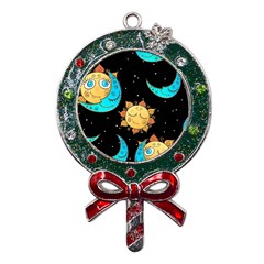 Seamless-pattern-with-sun-moon-children Metal X mas Lollipop With Crystal Ornament