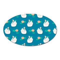 Elegant-swan-pattern-with-water-lily-flowers Oval Magnet by uniart180623