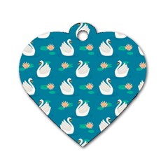 Elegant-swan-pattern-with-water-lily-flowers Dog Tag Heart (one Side) by uniart180623