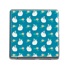 Elegant-swan-pattern-with-water-lily-flowers Memory Card Reader (square 5 Slot) by uniart180623