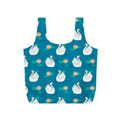 Elegant-swan-pattern-with-water-lily-flowers Full Print Recycle Bag (s) by uniart180623