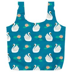 Elegant-swan-pattern-with-water-lily-flowers Full Print Recycle Bag (xxxl) by uniart180623