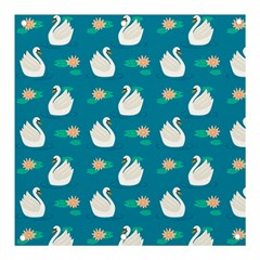 Elegant-swan-pattern-with-water-lily-flowers Banner And Sign 3  X 3  by uniart180623