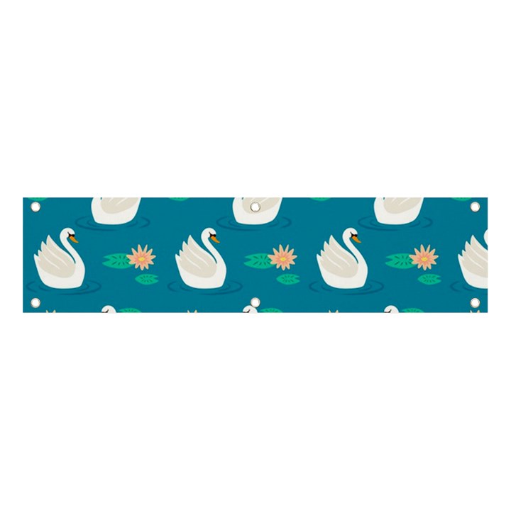 Elegant-swan-pattern-with-water-lily-flowers Banner and Sign 4  x 1 