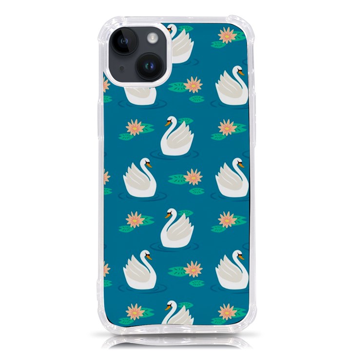 Elegant-swan-pattern-with-water-lily-flowers iPhone 14 Plus TPU UV Print Case