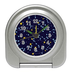 Seamless-pattern-with-cartoon-zodiac-constellations-starry-sky Travel Alarm Clock by uniart180623