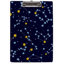 Seamless-pattern-with-cartoon-zodiac-constellations-starry-sky A4 Acrylic Clipboard by uniart180623