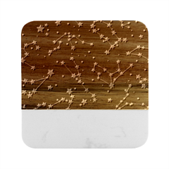 Seamless-pattern-with-cartoon-zodiac-constellations-starry-sky Marble Wood Coaster (square) by uniart180623