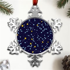 Seamless-pattern-with-cartoon-zodiac-constellations-starry-sky Metal Small Snowflake Ornament by uniart180623