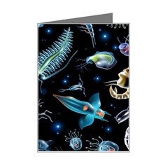 Colorful-abstract-pattern-consisting-glowing-lights-luminescent-images-marine-plankton-dark Mini Greeting Card by uniart180623