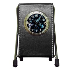 Colorful-abstract-pattern-consisting-glowing-lights-luminescent-images-marine-plankton-dark Pen Holder Desk Clock by uniart180623