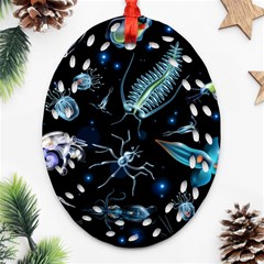 Colorful-abstract-pattern-consisting-glowing-lights-luminescent-images-marine-plankton-dark Ornament (oval Filigree) by uniart180623