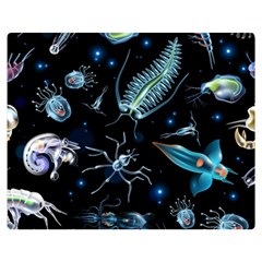 Colorful-abstract-pattern-consisting-glowing-lights-luminescent-images-marine-plankton-dark Two Sides Premium Plush Fleece Blanket (medium) by uniart180623