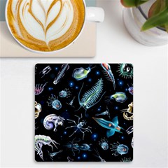 Colorful-abstract-pattern-consisting-glowing-lights-luminescent-images-marine-plankton-dark Uv Print Square Tile Coaster  by uniart180623