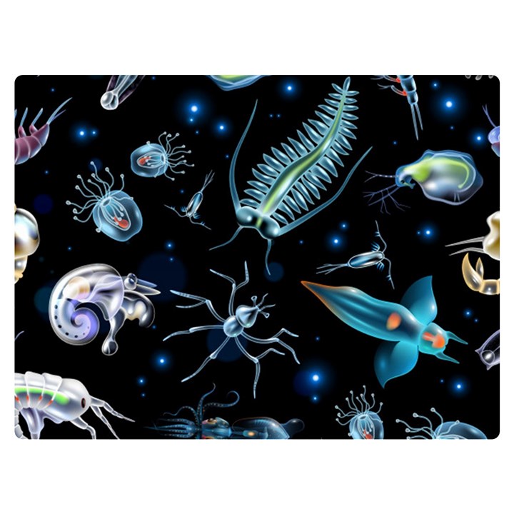 Colorful-abstract-pattern-consisting-glowing-lights-luminescent-images-marine-plankton-dark Two Sides Premium Plush Fleece Blanket (Extra Small)