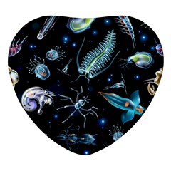 Colorful-abstract-pattern-consisting-glowing-lights-luminescent-images-marine-plankton-dark Heart Glass Fridge Magnet (4 Pack) by uniart180623