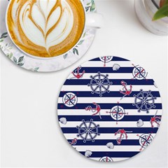 Seamless-marine-pattern Uv Print Round Tile Coaster