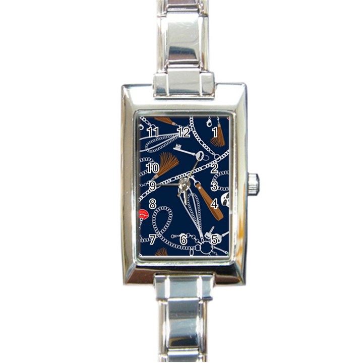 Chains-seamless-pattern Rectangle Italian Charm Watch