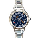 Chains-seamless-pattern Round Italian Charm Watch Front