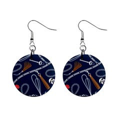 Chains-seamless-pattern Mini Button Earrings