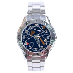 Chains-seamless-pattern Stainless Steel Analogue Watch by uniart180623