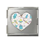 Cute-seamless-pattern-with-space Mega Link Heart Italian Charm (18mm) Front