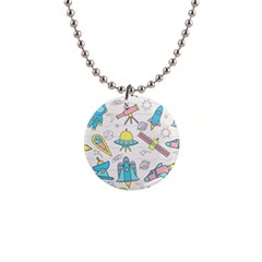 Cute-seamless-pattern-with-space 1  Button Necklace by uniart180623