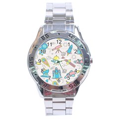 Cute-seamless-pattern-with-space Stainless Steel Analogue Watch by uniart180623