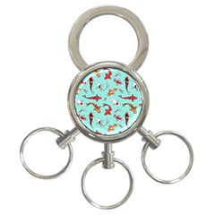 Pattern-with-koi-fishes 3-ring Key Chain