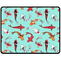 Pattern-with-koi-fishes Fleece Blanket (medium) by uniart180623