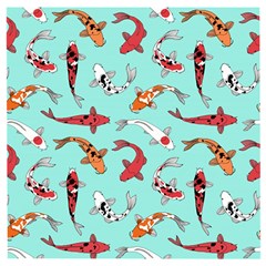 Pattern-with-koi-fishes Wooden Puzzle Square by uniart180623